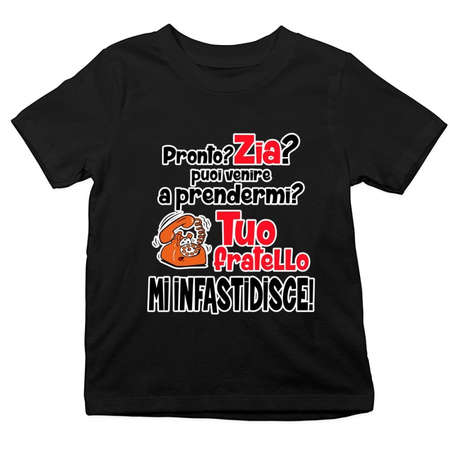 T-shirt bambino pronto zia zio? puoi venire a prendermi? tuo fratello mi infastidisce Per gli zii