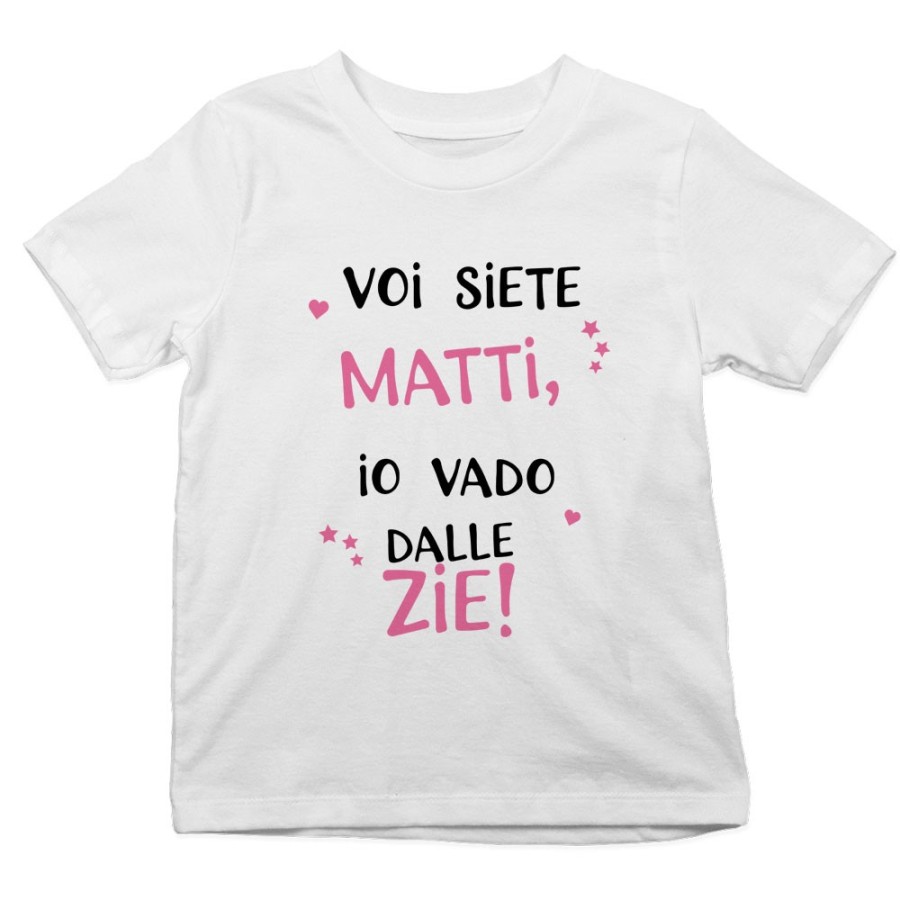 T-shirt bambino voi siete matti io vado dallo zio dagli zii Per gli zii