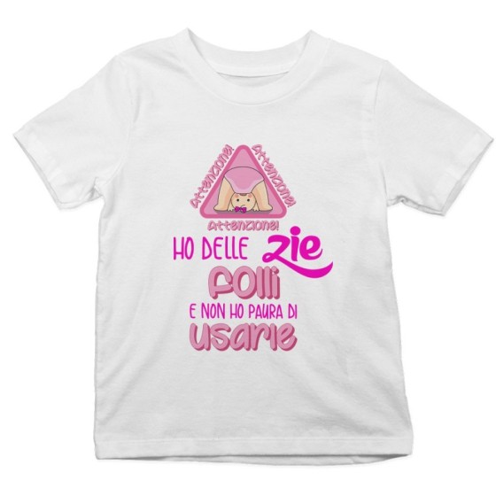 T-shirt bambino attenzione ho uno zio degli zii folli e non ho paura di usarlo usarli Per gli zii