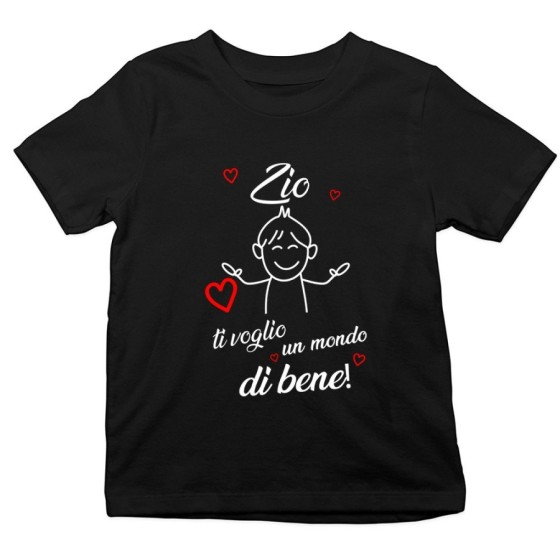 T-shirt bambino zio zii ti voglio vi voglio un mondo di bene Per gli zii