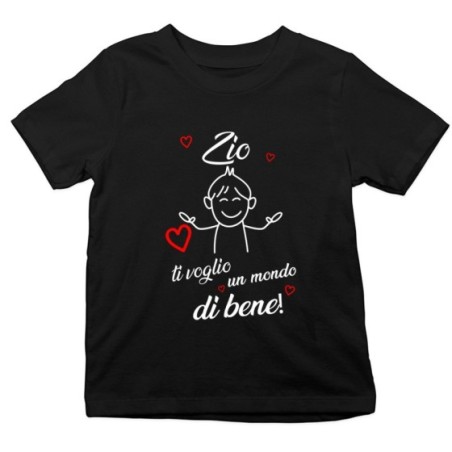 T-shirt bambino zio zii ti voglio vi voglio un mondo di bene