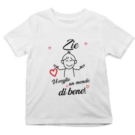T-shirt bambino zio zii ti voglio vi voglio un mondo di bene Per gli zii
