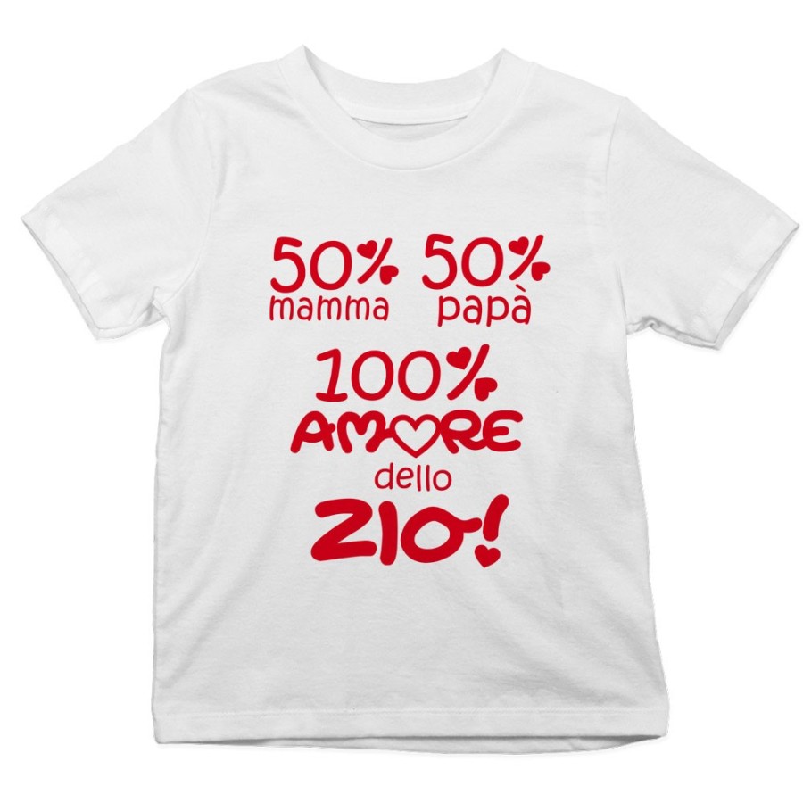 T-shirt bambino 50% mamma 50% papà 100% amore di zio degli zii Per gli zii