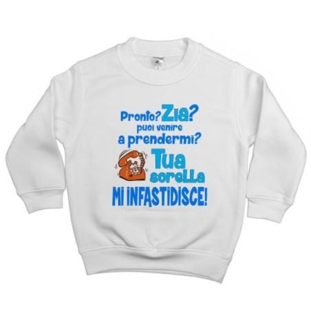 Felpa bambino pronto zia zio? puoi venire a prendermi? tua sorella mi infastidisce Per gli zii