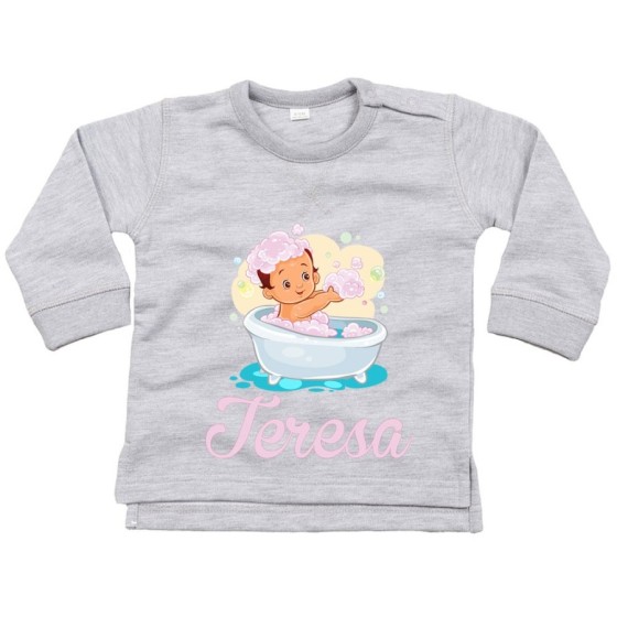 Felpa neonata personalizzata con nome bimba nella vasca Divertenti