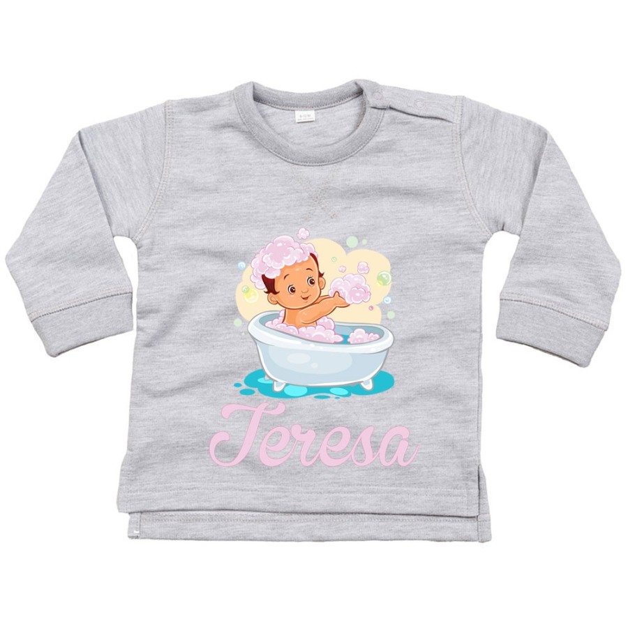 Felpa neonata personalizzata con nome bimba nella vasca Divertenti