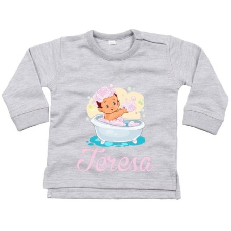 Felpa neonata personalizzata con nome bimba nella vasca