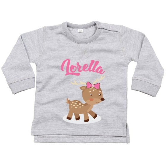 Felpa neonato personalizzata con nome baby cerbiatto Divertenti