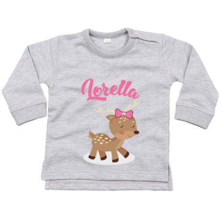 Felpa neonato personalizzata con nome baby cerbiatto
