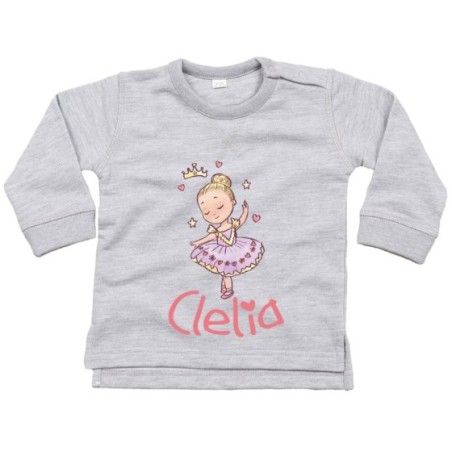 Felpa neonata personalizzata con nome baby ballerina