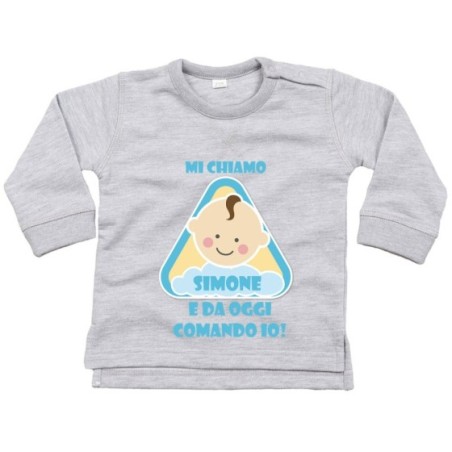 Felpa neonato personalizzata con nome eccomi e da oggi...