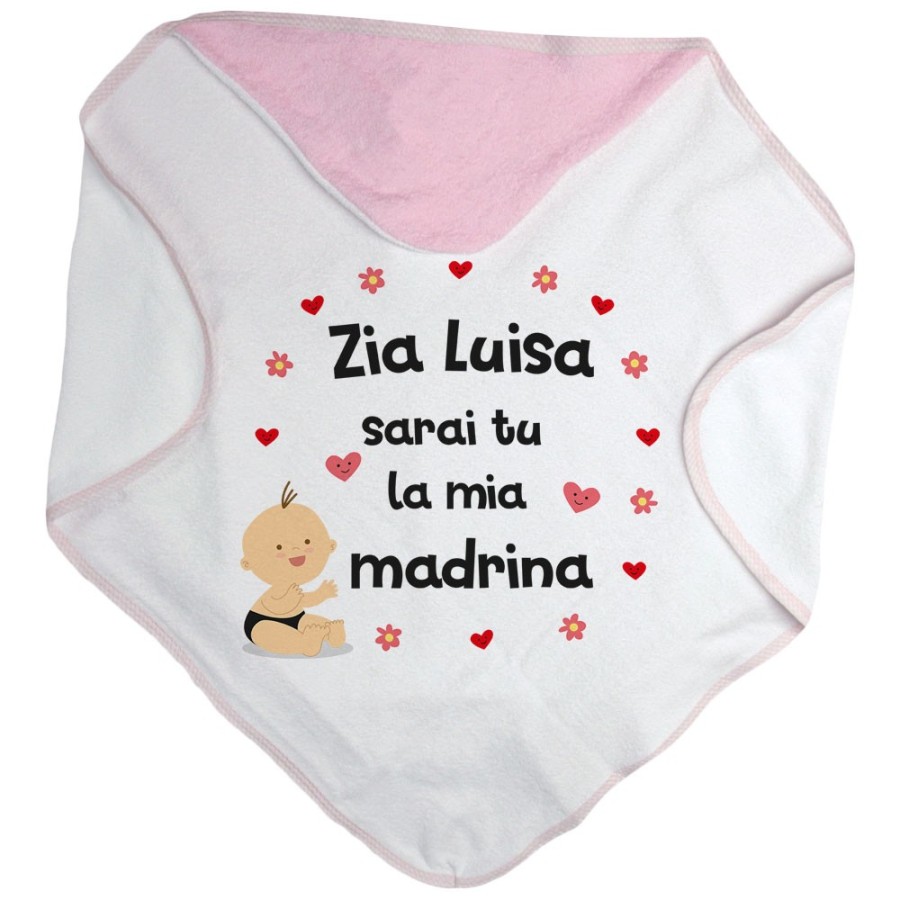 Accappatoio neonato personalizzato  nome sarai tu la mia madrina Per gli zii