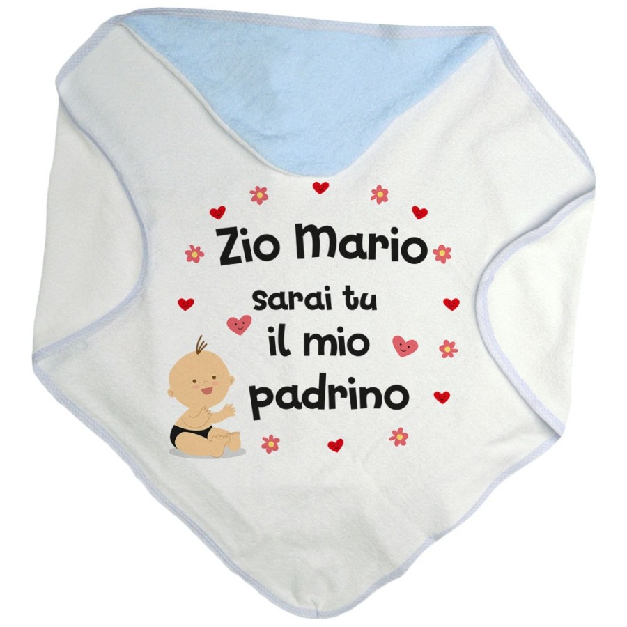 Accappatoio neonato personalizzato  nome sarai tu la mia madrina Per gli zii