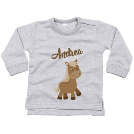 Felpa neonato personalizzata con nome baby pony