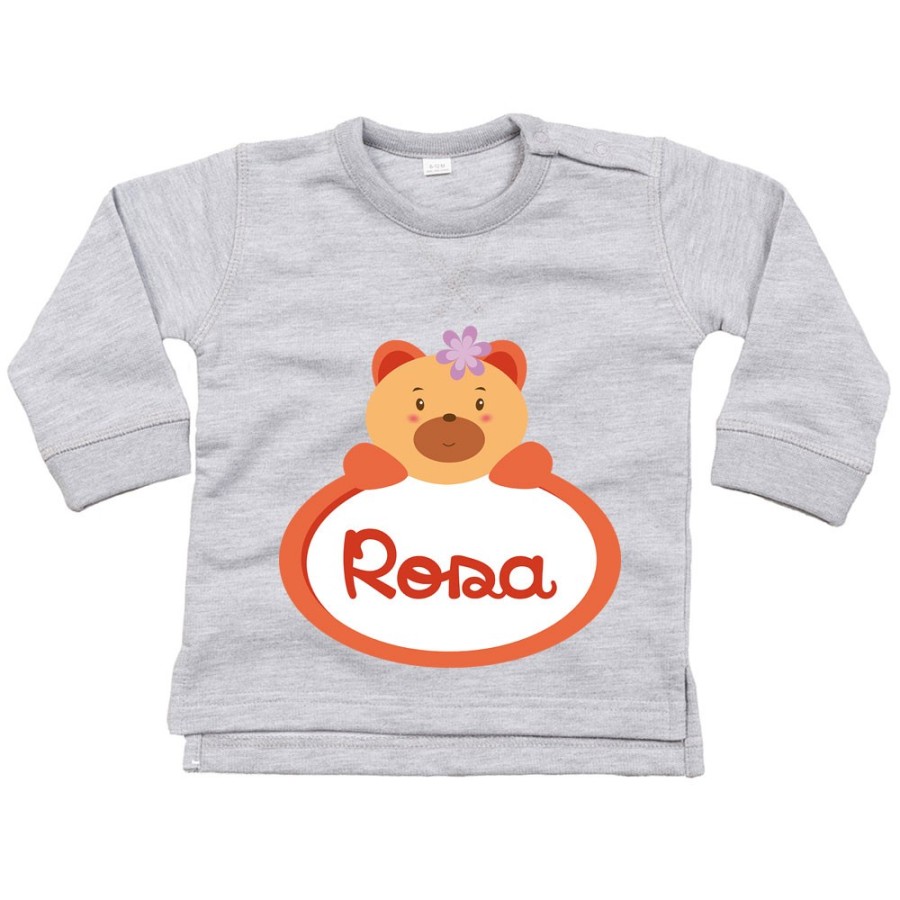 Felpa neonata personalizzata con nome orsetto Divertenti