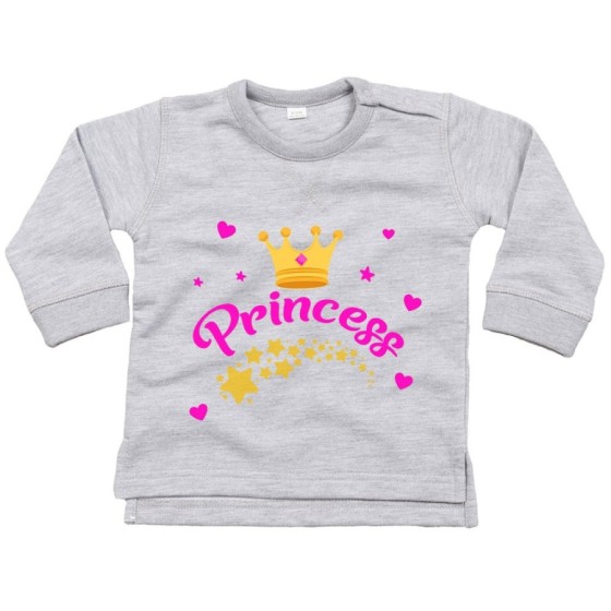 Felpa neonato prince princess con corona e stelle Divertenti