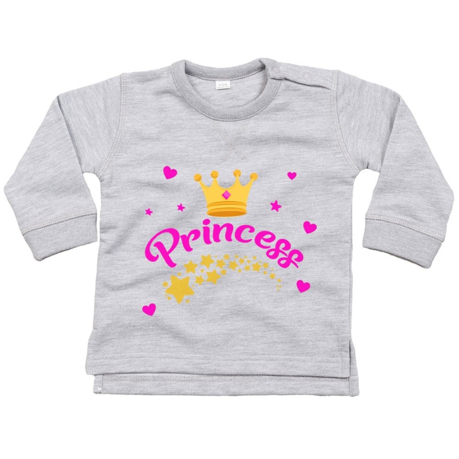 Felpa neonato prince princess con corona e stelle Divertenti