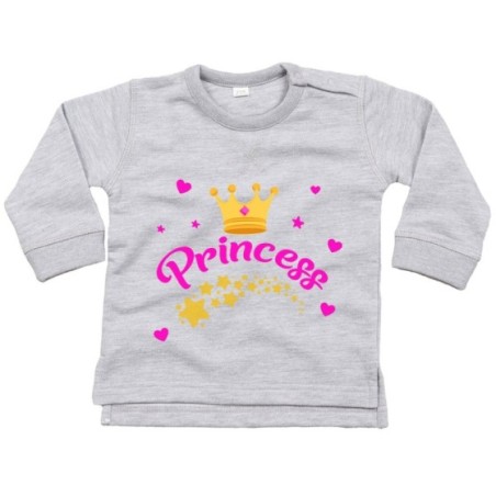 Felpa neonato prince princess con corona e stelle