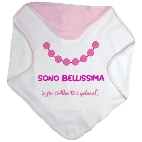 Accappatoio neonata personalizzato  nome sono bellissima e zio è geloso Per gli zii