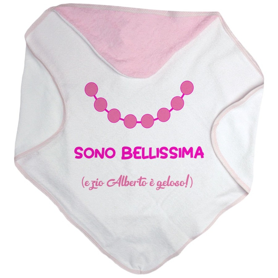 Accappatoio neonata personalizzato  nome sono bellissima e zio è geloso Per gli zii