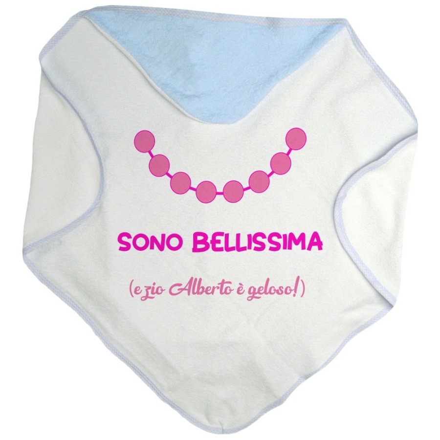 Accappatoio neonata personalizzato  nome sono bellissima e zio è geloso Per gli zii