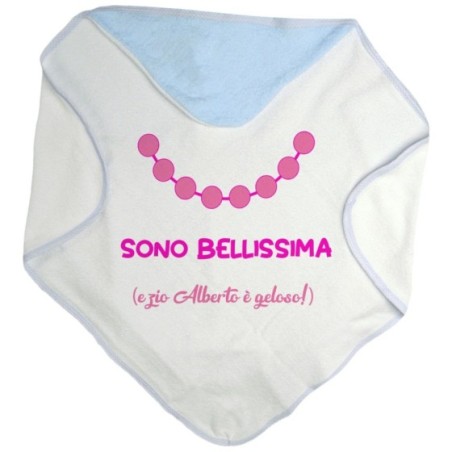Accappatoio neonata personalizzato  nome sono bellissima e zio è geloso Per gli zii