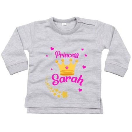 Felpa neonato personalizzata con nome prince princess con...