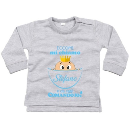 Felpa neonato personalizzata con nome eccomi da oggi...