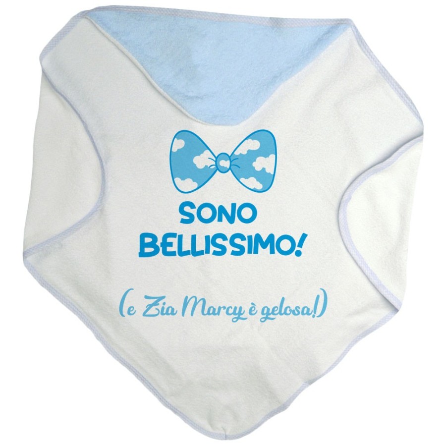 Accappatoio neonato personalizzato  nome sono bellissimo e zia è gelosa Per gli zii