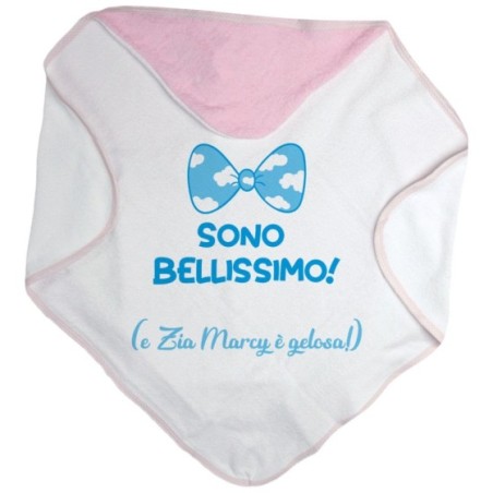 Accappatoio neonato personalizzato  nome sono bellissimo e zia è gelosa Per gli zii