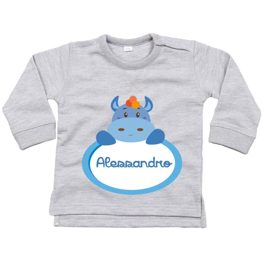Felpa neonato personalizzata con nome ippopotamo Divertenti
