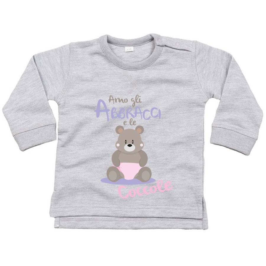 Felpa neonato amo gli abbracci e le coccole Divertenti