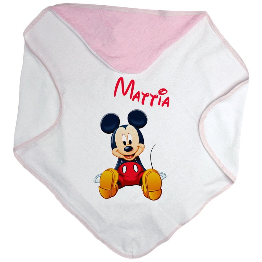 Accappatoio neonato personalizzato con nome cute topolino Cartoon