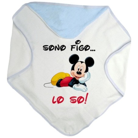 Accappatoio neonato sono figo lo so con topolino Cartoon