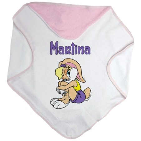 Accappatoio neonata personalizzato con nome baby lola bunny