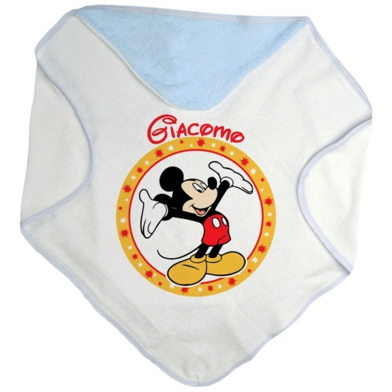 Accappatoio neonato personalizzato con nome topolino Cartoon