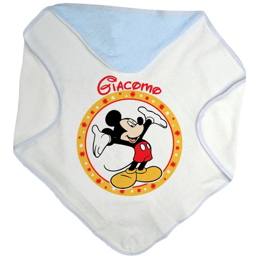 Accappatoio neonato personalizzato con nome topolino Cartoon