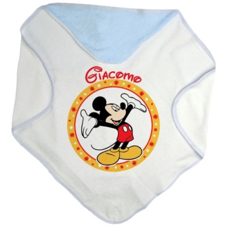 Accappatoio neonato personalizzato con nome topolino Cartoon