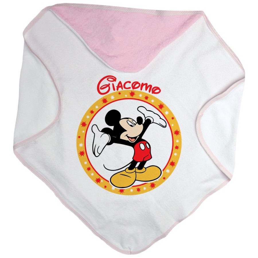 Accappatoio neonato personalizzato con nome topolino Cartoon
