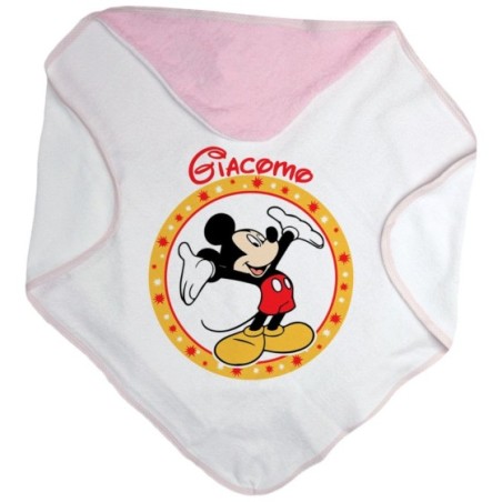 Accappatoio neonato personalizzato con nome topolino Cartoon