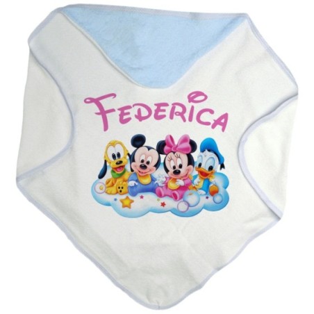 Accappatoio neonato personalizzato con nome baby disney family Cartoon