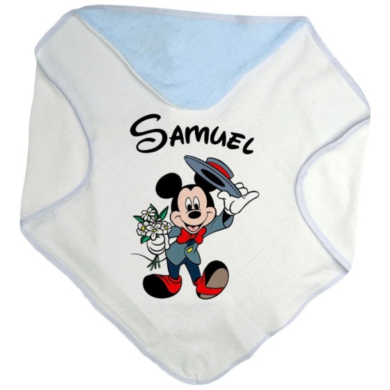 Accappatoio neonato personalizzato con nome topolino gentleman Cartoon