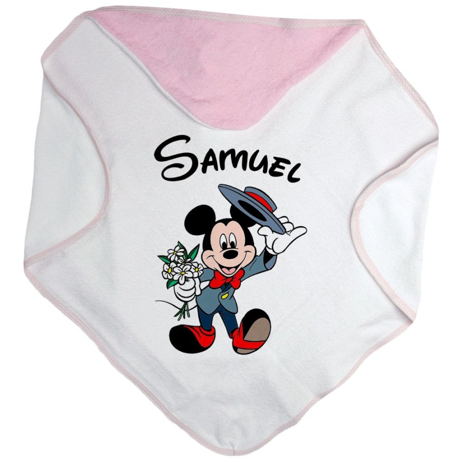 Accappatoio neonato personalizzato con nome topolino gentleman Cartoon