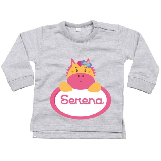 Felpa neonata personalizzata con nome cavalluccio Divertenti