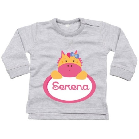 Felpa neonata personalizzata con nome cavalluccio