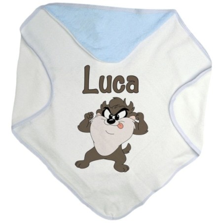 Accappatoio neonato personalizzato con nome baby tazmania...