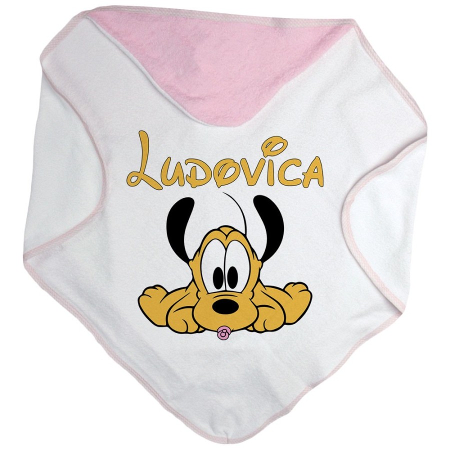 Accappatoio neonato personalizzato con nome baby pluto Cartoon