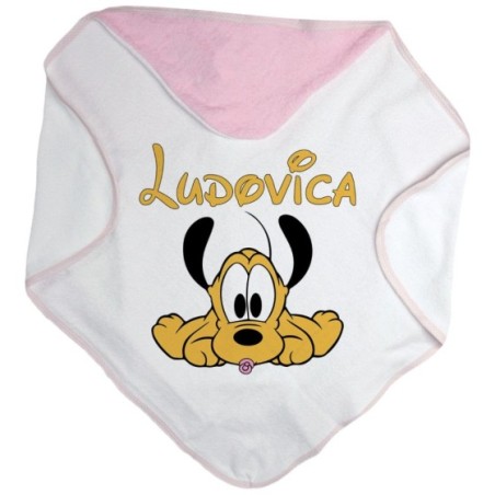 Accappatoio neonato personalizzato con nome baby pluto Cartoon