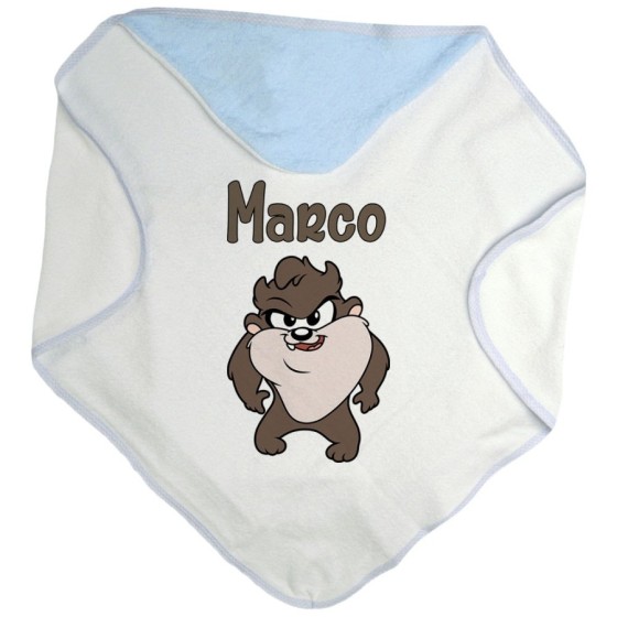 Accappatoio neonato personalizzato con nome baby tazmania Cartoon