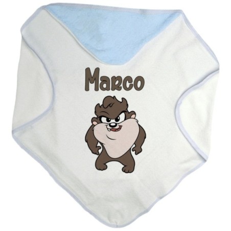 Accappatoio neonato personalizzato con nome baby tazmania Cartoon